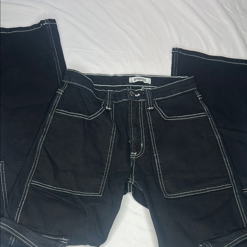 Anthropologie Black Jeans with White Stitching